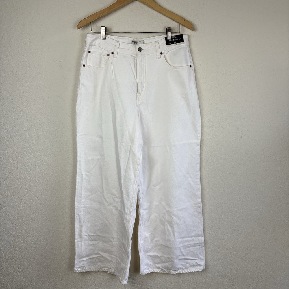 Abercrombie & Fitch Curve Love 30 Short Jeans White Wide Leg High Rise 30x28